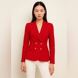 Zara Double Breasted Blazer Jacket Red SZ S